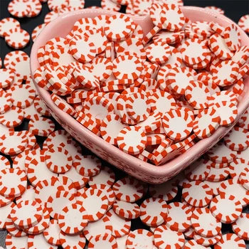 100 г 10 мм красных мятных конфет, кусочки полимерной глины, имитирующие пищевую посыпку, аксессуары для шейкеров.