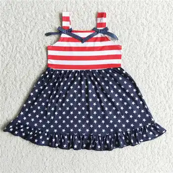 Оптовая горячая распродажа дизайнерских юбок rts Girls National Day Star с коротким рукавом для маленьких девочек, одежда из западного бутика одежды