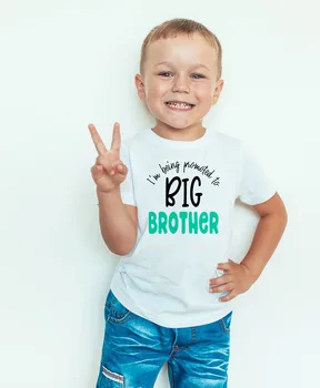 Повышен До белой футболки с коротким рукавом для мальчиков Big Brother, футболки Brothers Anouncement, модные топы для малышей, модные футболки в крутом стиле