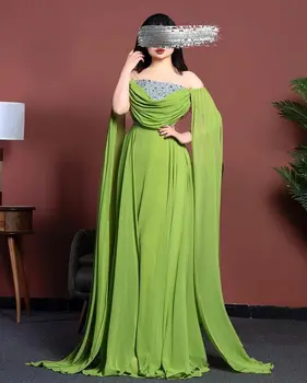 Зеленые вечерние платья Длиной до пола, Вечернее платье с шалью, платья для выпускного вечера с разрезом на рукавах, Vestidos De Noche 2023