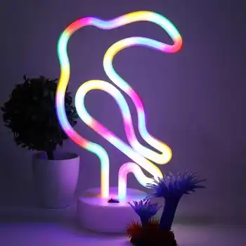 Светодиодный неоновый светильник, красочный ночник в форме птицы для домашнего декора свадебной вечеринки с питанием от USB/аккумулятора