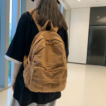 Новый модный Студенческий Винтажный женский рюкзак, холщовая Женская сумка для ноутбука, дорожный Кавайный Женский рюкзак, тканевая школьная сумка для девочек