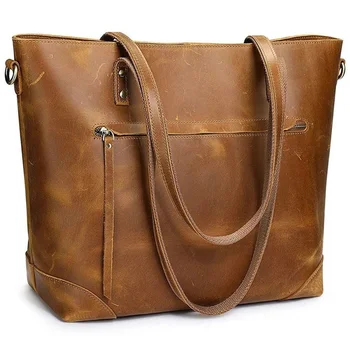 Женская кожаная сумка Ретро-тоут для сумок и кошельков растительного дубления, сумки для покупок больших размеров, женские дорожные