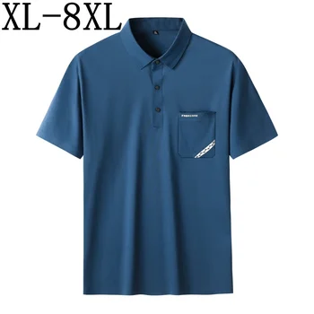 7XL 8XL 6XL 2023 Новая Летняя Деловая рубашка Поло высшего качества, мода на дышащие мужские рубашки поло с карманом