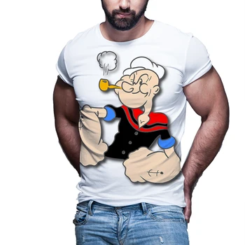 2023 Красивая Модная мужская Свободная высококачественная футболка С забавным дизайном, футболка с 3D-принтом Popeye, повседневная И крутая мужская футболка 6XL