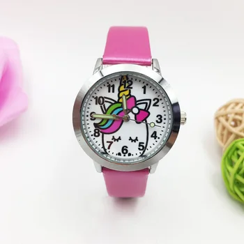 Красивые детские часы с единорогом, кварцевые часы для девочек, светящиеся наручные часы для мальчиков, студенческие кожаные часы reloj, бесплатная доставка