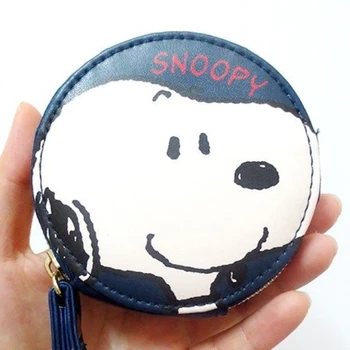 Японская круглая сумка для хранения Snoopy, водонепроницаемый Кошелек для монет, Портативный Студенческий Офис, легкая мини-сумка для наушников