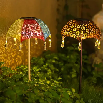 Кованые Солнечные зонтики, садовые колья, Декор, Выдалбливают проекционную лампу, Ландшафтную дорожку, водонепроницаемую солнечную лампу
