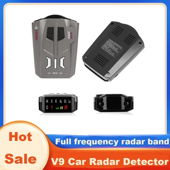 Автомобильный радар-детектор V9 Английский Русский Автоматическое голосовое оповещение о скорости автомобиля на 360 градусов, детектор предупреждения и контроля 16-полосный светодиодный дисплей