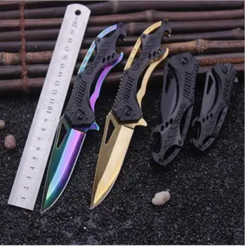 Нож Hongmuhan, складной нож для улицы, черный Титановый Тактический карманный нож, спасательный нож для выживания, алюминиевая ручка, охота в кемпинге